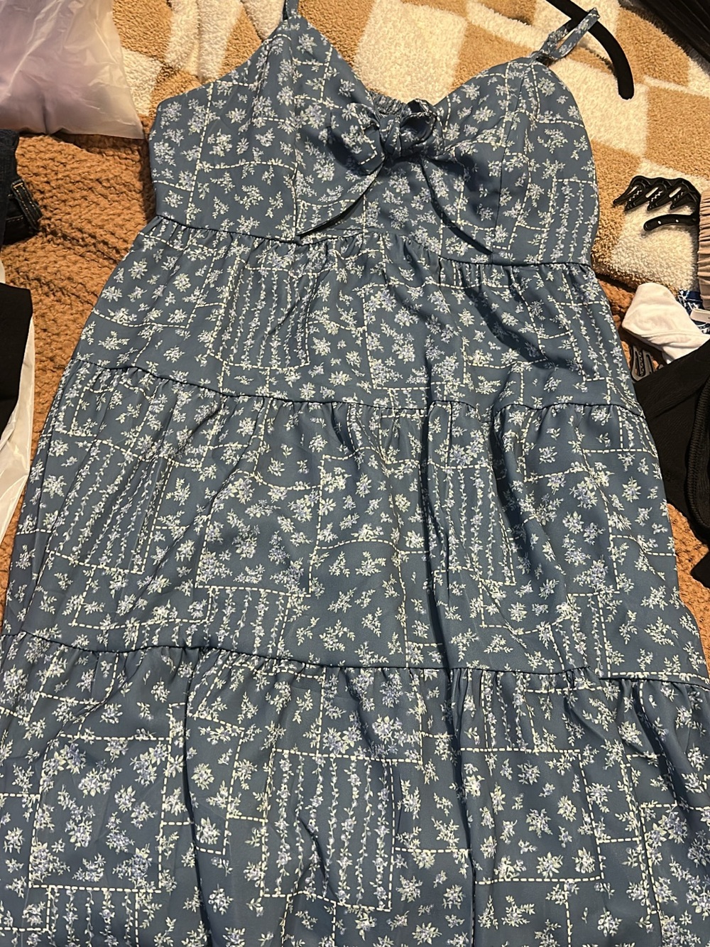 Blue Floral Tie-Front Sundress